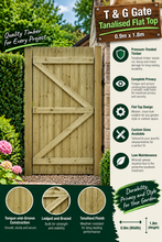 Load image into Gallery viewer, T &amp; G Gate Tanalised Flat Top 0.9m x 1.8m – Durable &amp; Stylish Garden Gate-Eclipse Fencing

