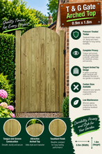 Load image into Gallery viewer, T&amp;G Gate Tanalised Arched Top – 900mm x 1.8m Durable, Stylish Garden Gate-Eclipse Fencing
