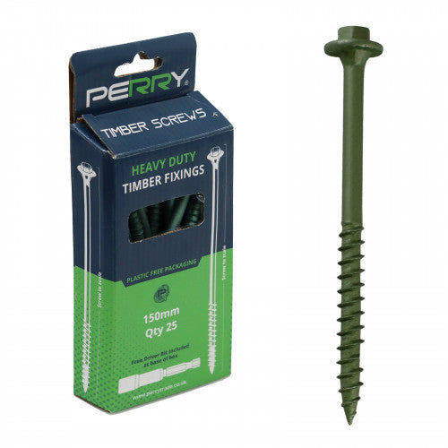 Timber Screws with Hex Head – Green Coated, Heavy-Duty Fixings for Treated Timber-Eclipse Fencing