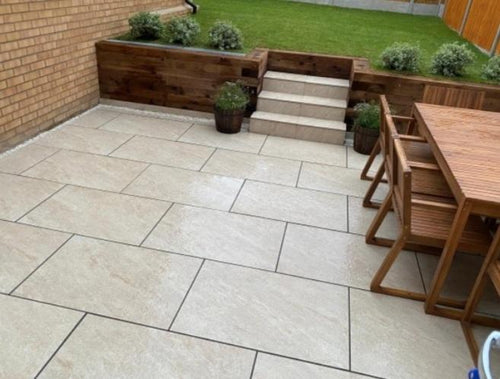 Dakota Beige Porcelain 600mm x 900mm x 20mm – Stylish Patio & Garden Paving-Eclipse Fencing