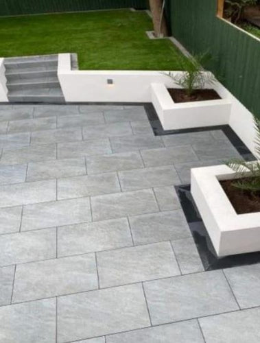Dakota Grey Porcelain 600mm x 900mm x 20mm – Modern Patio & Garden Paving-Eclipse Fencing
