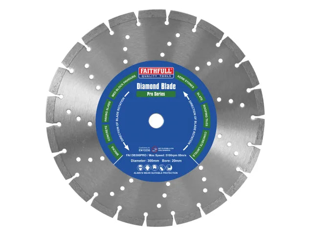 Faithfull Professional Trade Level Diamond Blade – 10mm Sintered Segments for Long-Lasting Cutting Performance-Eclipse Fencing