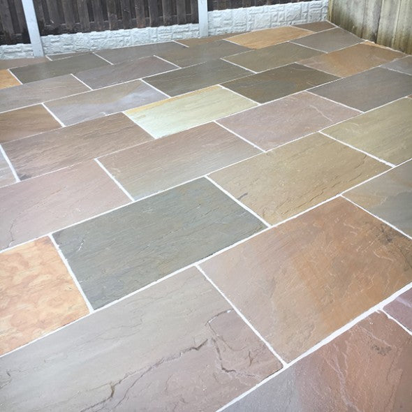 Rippon Buff Sandstone Paving Slabs 600mm x 900mm – Calibrated 22mm Patio & Garden-Eclipse Fencing