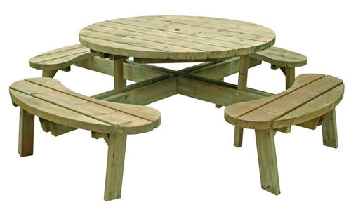 Round 8 Seat Picnic Table – Durable Pressure-Treated Outdoor Seating-Eclipse Fencing
