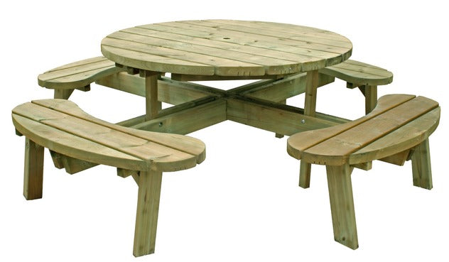 Round 8 Seat Picnic Table – Durable Pressure-Treated Outdoor Seating-Eclipse Fencing