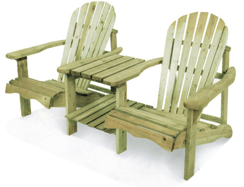 Twin Relaxer Set – Adirondack Garden Seating with Built-In Table & Shelf-Eclipse Fencing